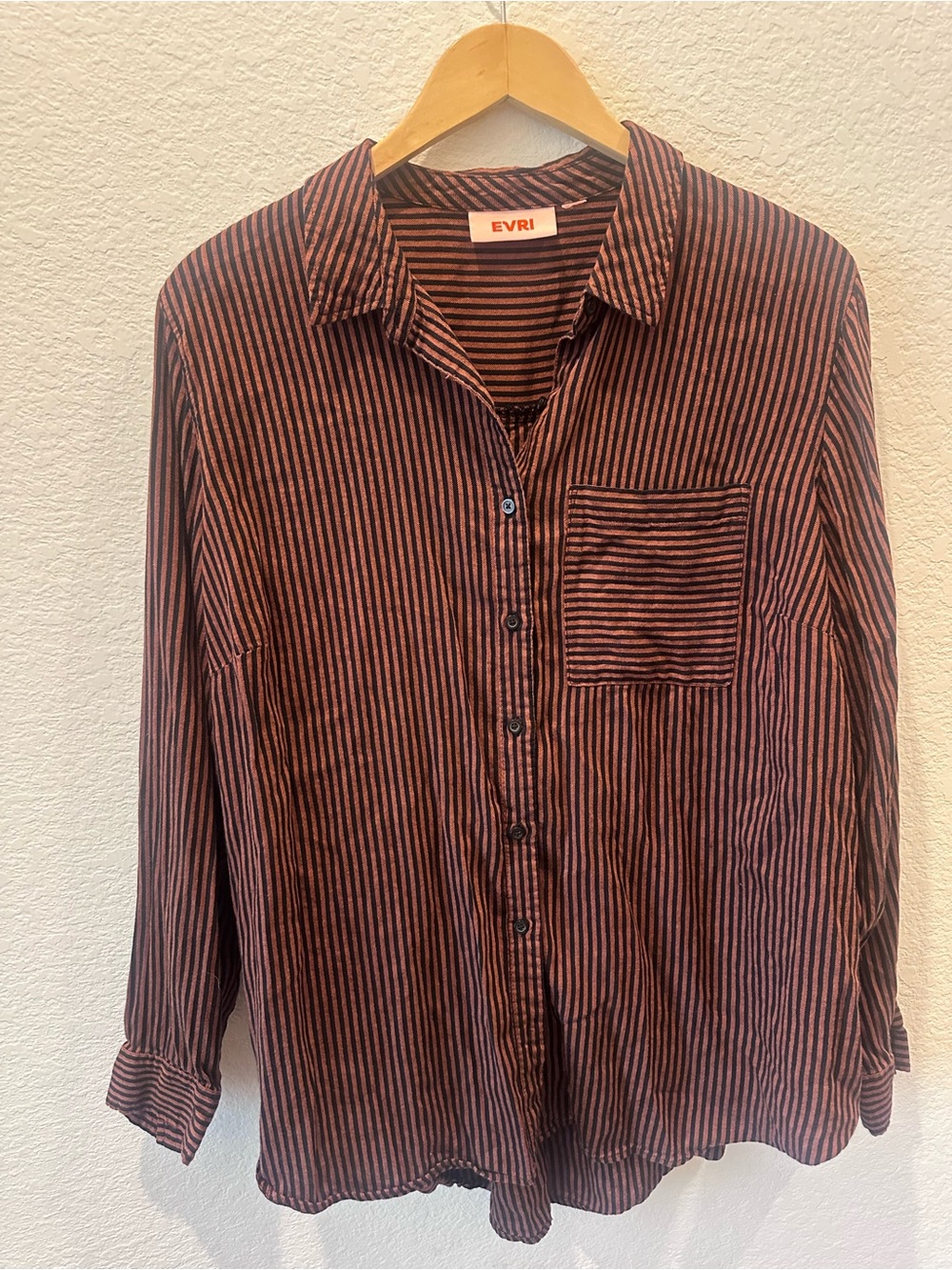 EVRI Black and Brown Striped Button-Down Shirt